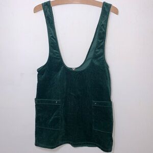 Free People Dark Green Emerald Velvet Overall Mini Dress